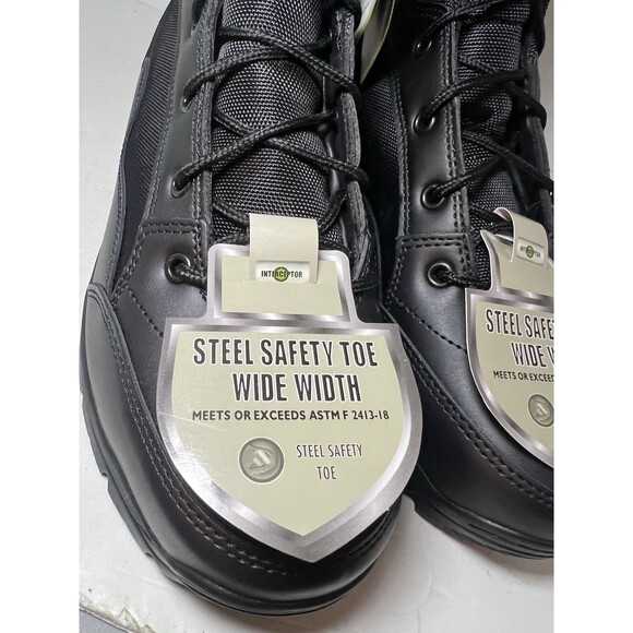 Interceptor Boots Mens 11 Wide Black Leather Force Tactical Steel Toe Work NEW - Picture 3 of 10